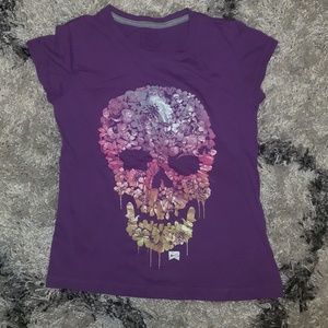 Girls Youth Nike Floral Skull Tee